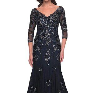 La Femme 30860SC Mother of the Bride Dress Black/ Navy size 8